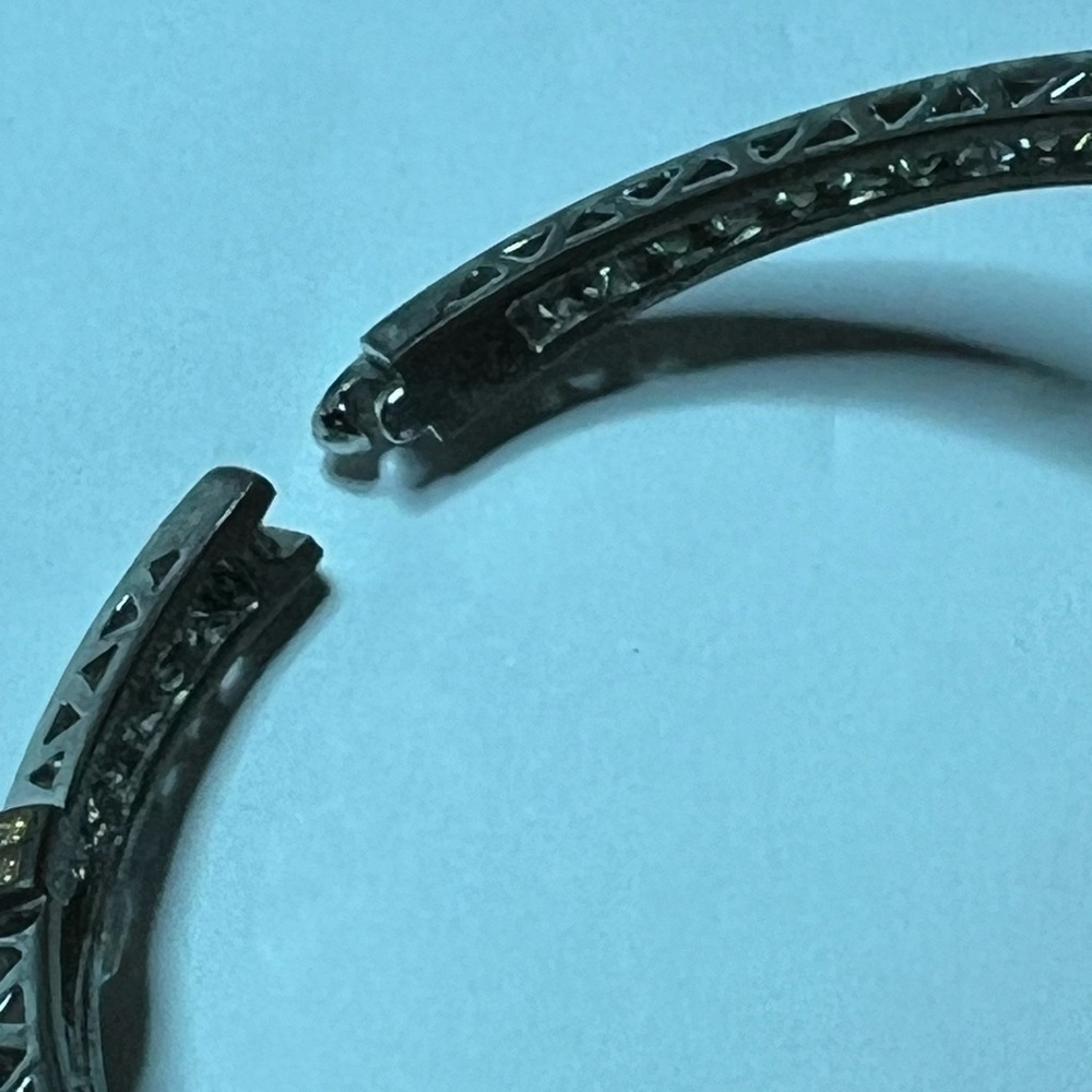Camrose and Kross JBK Silver Rhinestone Hinged Bangle Bracelet - Picture 10 of 14